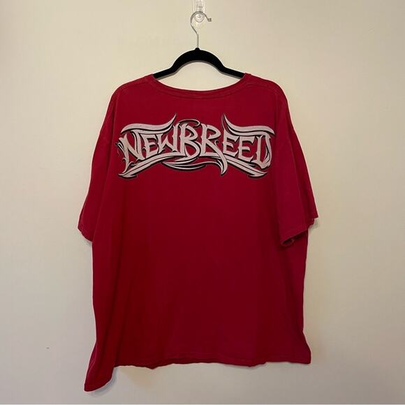 NEWBREED 2XL red cream biker short sleeve t-shirt casual punk motorcycle - Picture 5 of 8
